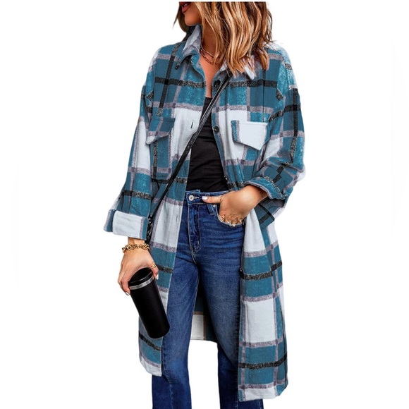 Womens Long flat Jacket Long Sleeve Button Down flannel (chose Color/SZ - Picture 8 of 14